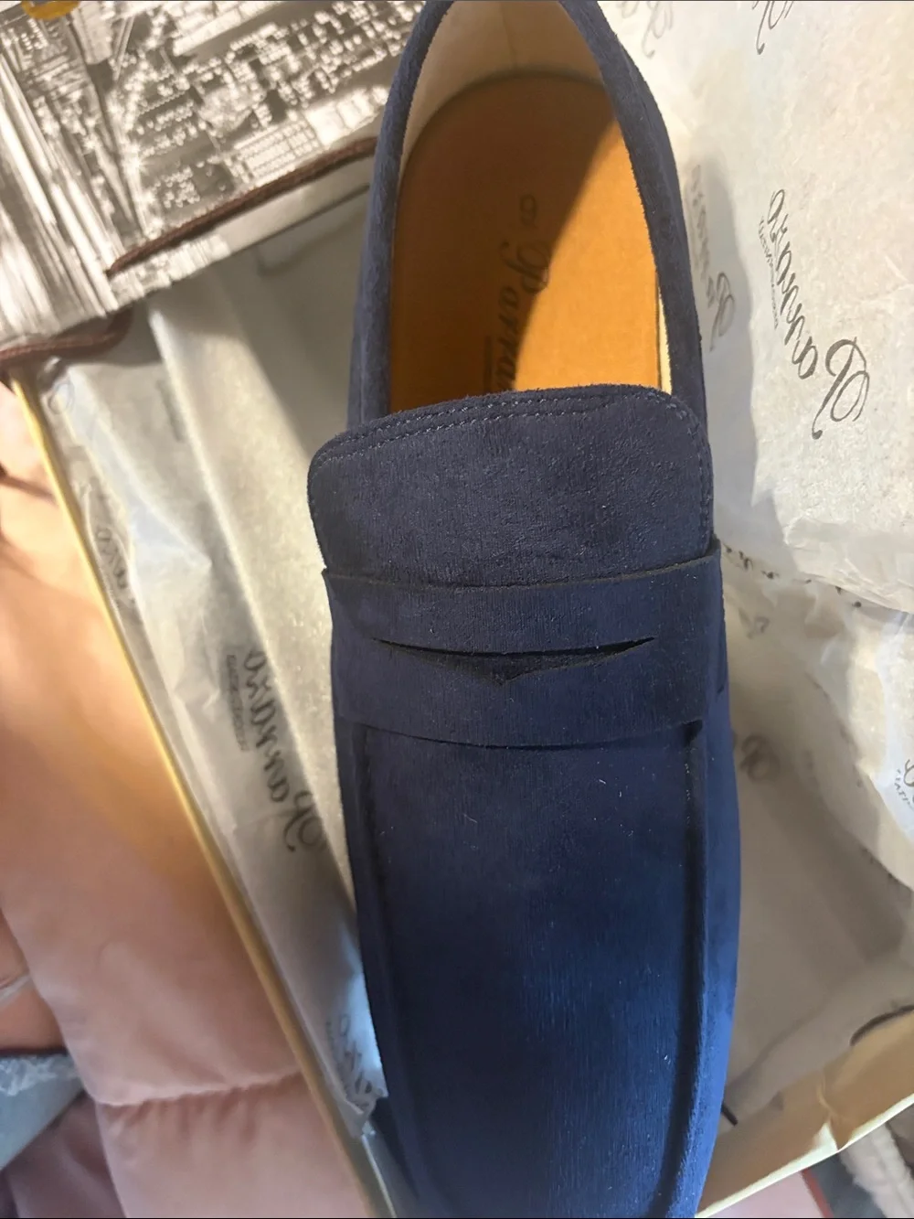 Deluc Men's Navy Suede Penny Loafers